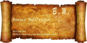 Bencz Mónika névjegykártya